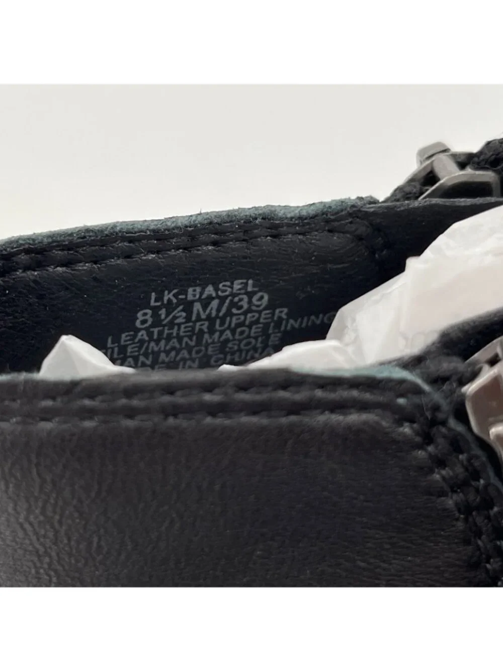 Lucky Brand Basel Bootie Black Leather Size 8.5M Ankle Boots Dual Zip Block Heel